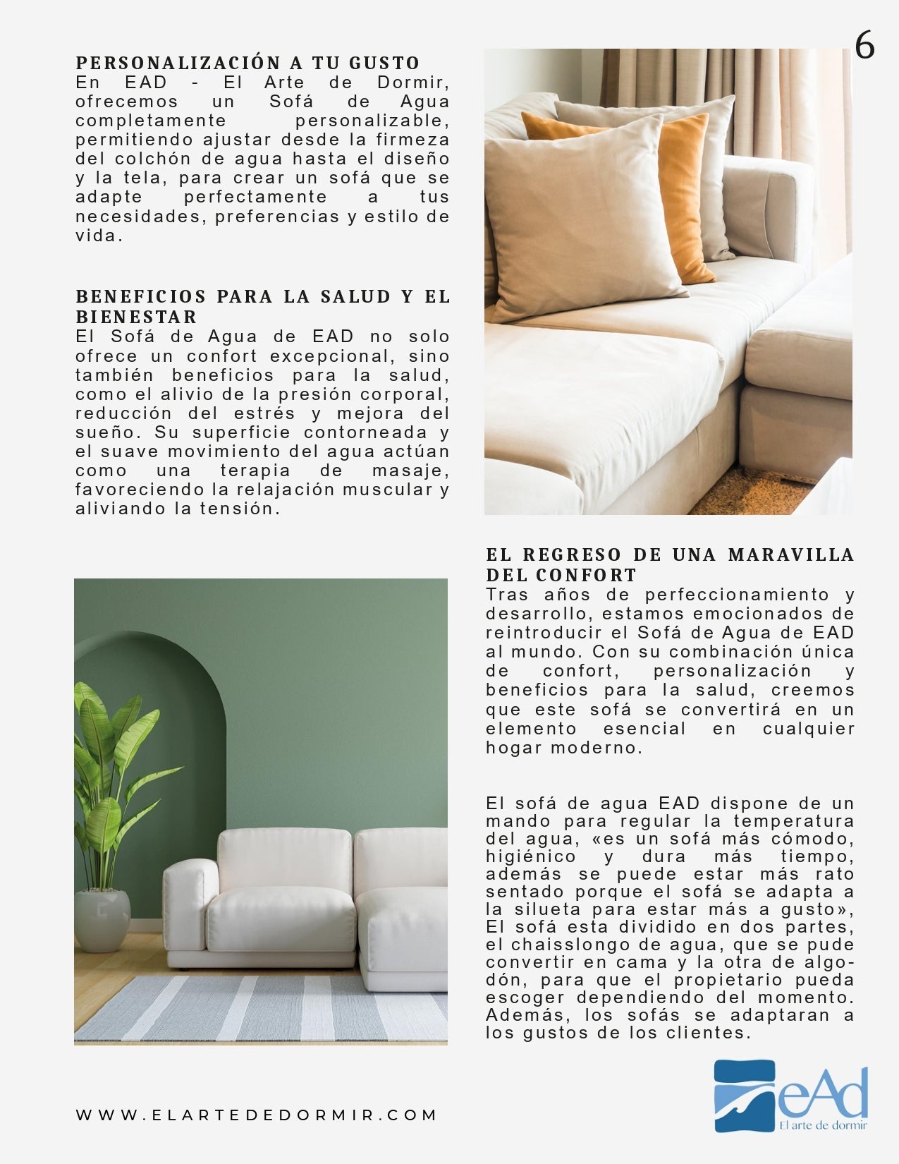 Sofá de Agua - EAD - El Arte de Dormir